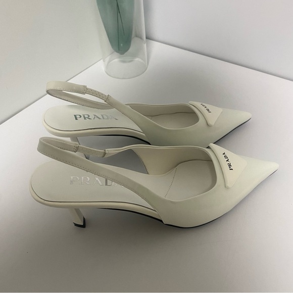 prada. Shoes - Prada Women's Cream Slingback Heels